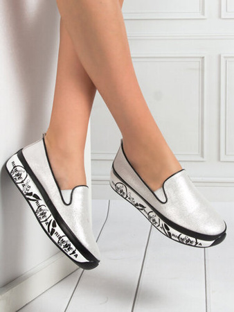 S.Barski Women's Low shoes Leather Silver