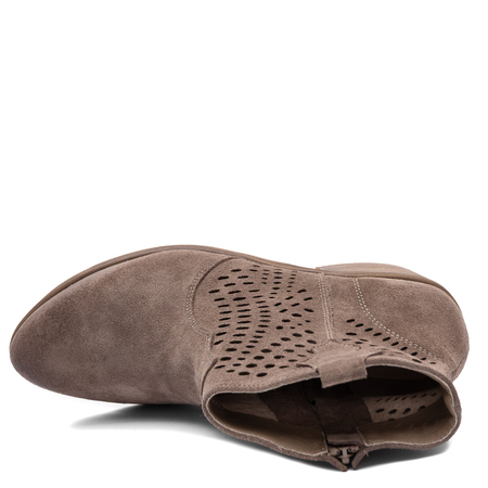 Maciejka Leather Ankle Boots Openwork Suede Brown 1525-ALMOND-WEL