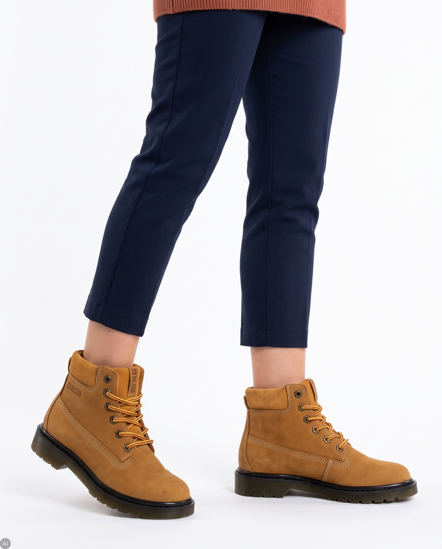 Botki Big Star EE274013 sznurowane Camel 