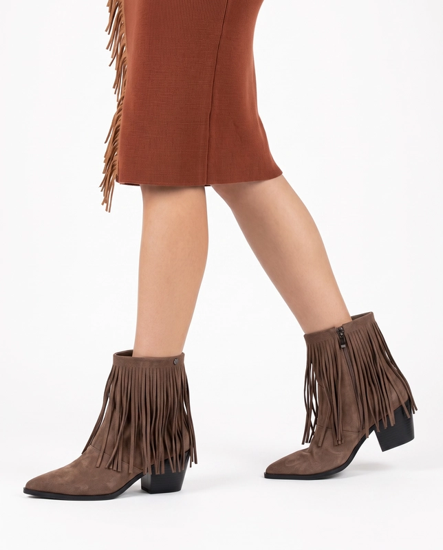 Maciejka Women's Suede Fringe Ankle Boots Brown K7801-04/00-7