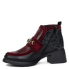 Maciejka Leather Ankle Boots With Block Heel Buckle Detail Black-Burgundy 07139-23/00-8