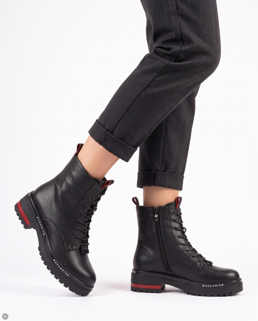 Filippo Women's Insulated Leather Ankle Boots On Platform Black DBT8127-26-BK