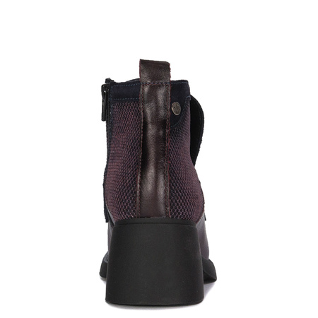 Maciejka Leather Two-Tone Block-Heel Ankle Boots With Side Zip Burgundy-Navy A6747-23/00-8
