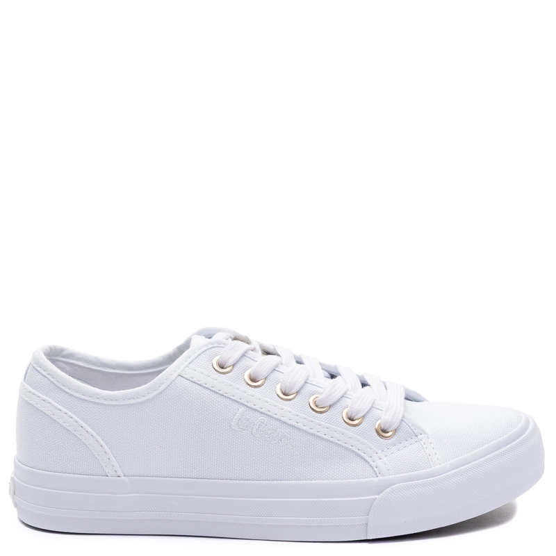 Lee Cooper Classic Lace-up Canvas Sneakers Gold Eyelets White LCW-26-02-4078L