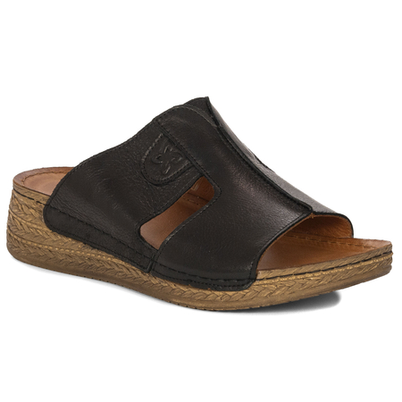 Midiamo Unique Black Leather Women's Flat Mules L7068-17-00-1