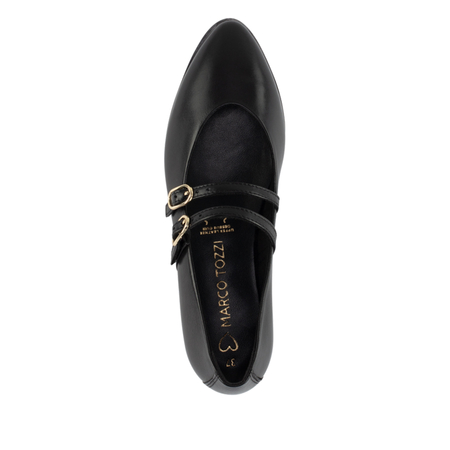 Marco Tozzi Leather Mary Jane Flats Double Strap Black 2-22107-46001BLK
