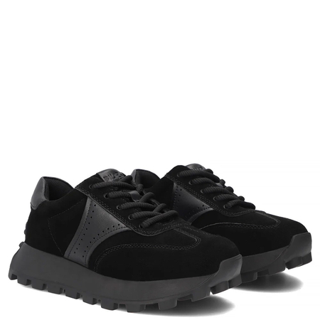 Filippo Zamszowe Sneakersy Damskie Na Platformie Czarne DP7976-26-BK