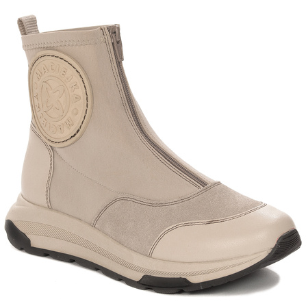 Maciejka Leather-Fabric Ankle Boots Front-Zip Light Beige 06297-22/00-8