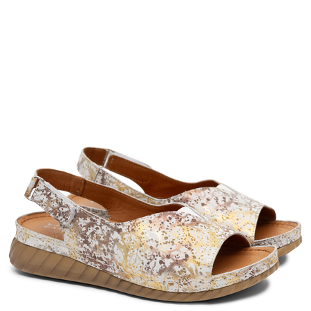Maciejka Fashionable Leather Wedge Sandals Multicolor White L7633-11/00-1