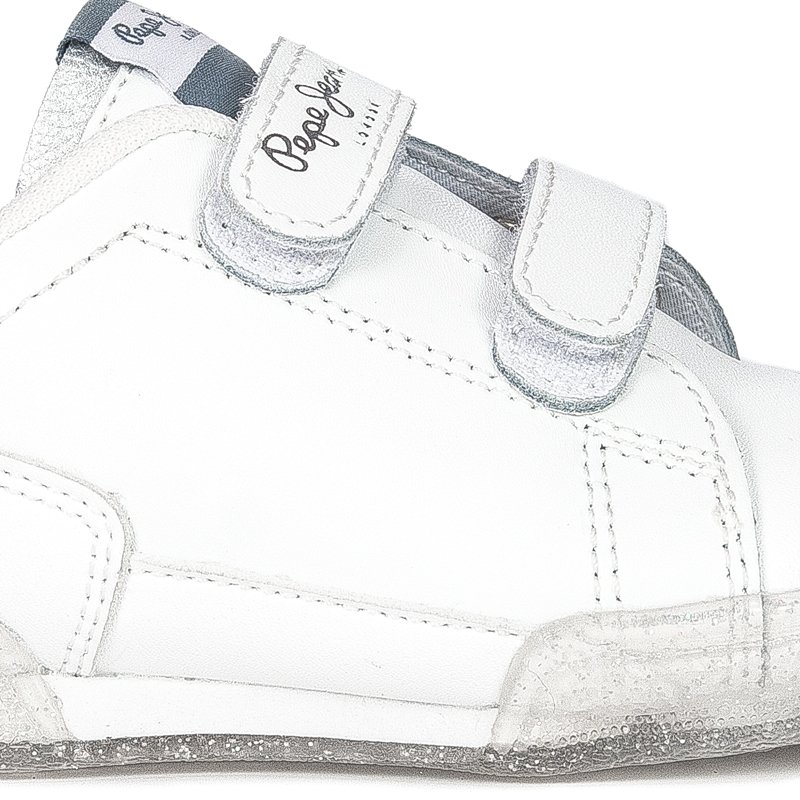 Sneakersy Pepe Jeans PGS30500 800 White Lambert Girl Glitter Kids Białe
