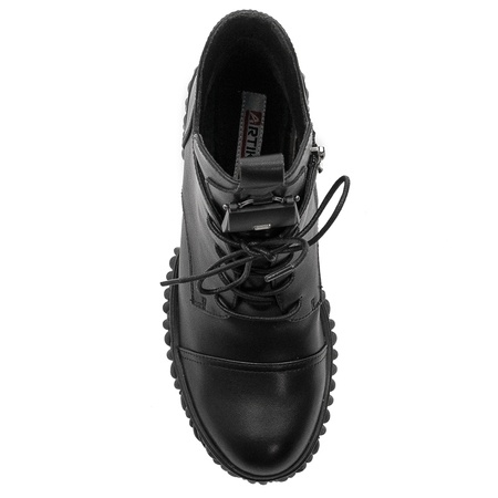 Artiker Women's leather Black warmed boots