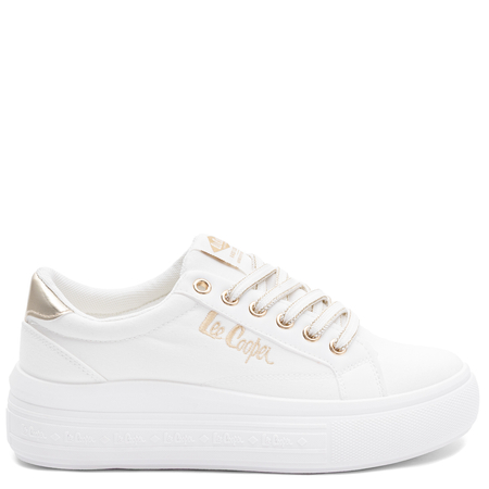 Lee Cooper White Platform Sneakers Women's Gold Details LCW-26-44-4478L
