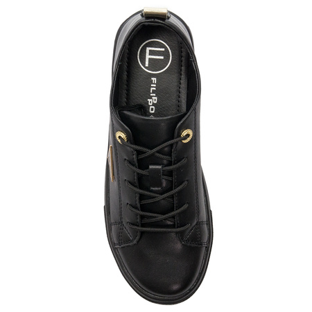 Filippo black leather women's shoes