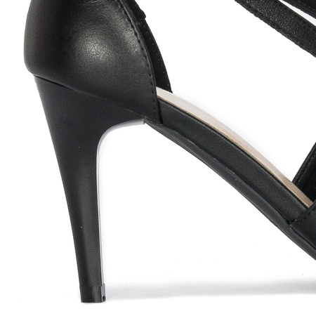 Sergio Leone women's sandals on a high heel Black PU