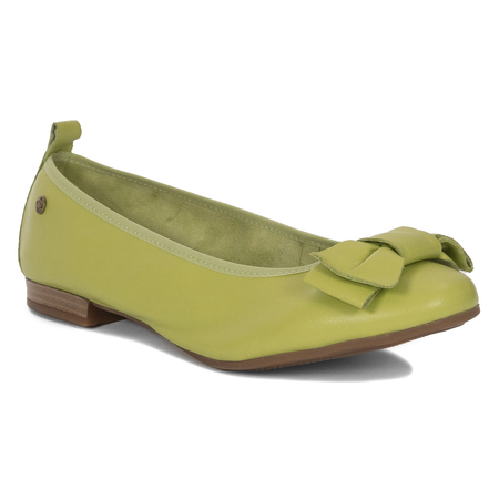 Maciejka Leather Ballerinas With Bow Green P6802-09-00-0
