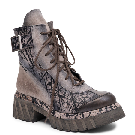 Maciejka Leather Patterned Platform Ankle Boots Brown 07625-02/00-8