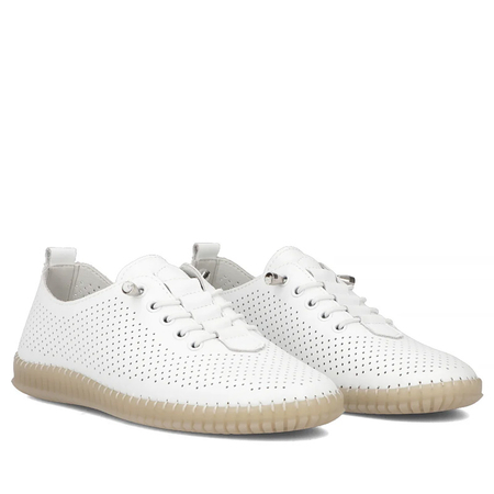 Filippo Skórzane Ażurowe Sneakersy Białe DP6140-26-WH
