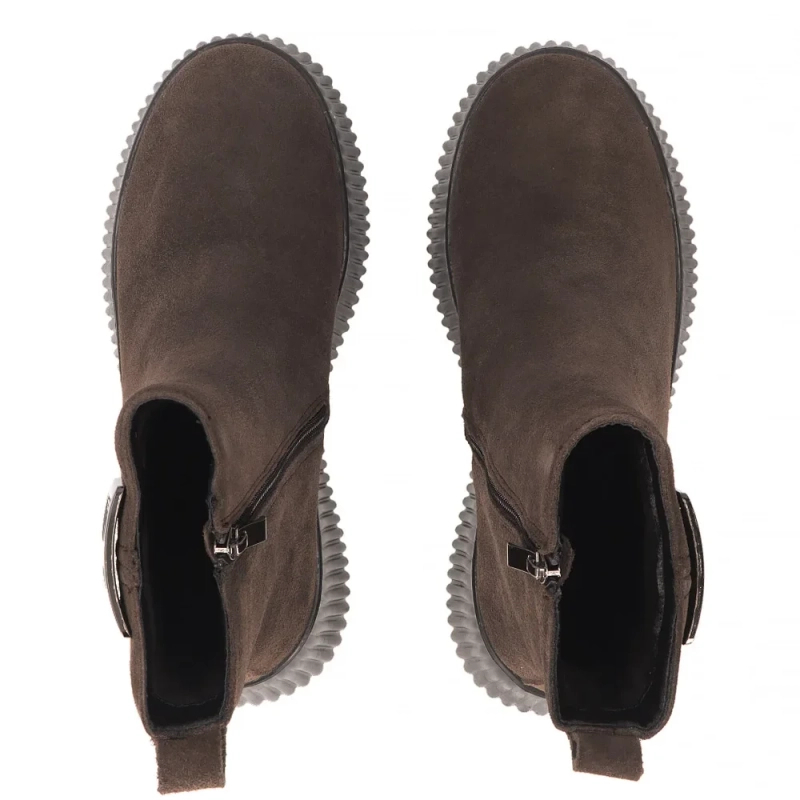 Filippo Women Suede Insulated Fluted Platform Ankle Boots Brown DBT6392-26-D-BR