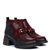 Maciejka Leather Ankle Boots With Block Heel Buckle Detail Black-Burgundy 07139-23/00-8