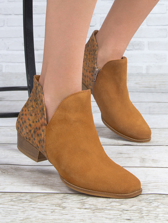 Maciejka Botki Damskie Rudy Wzór Piórka