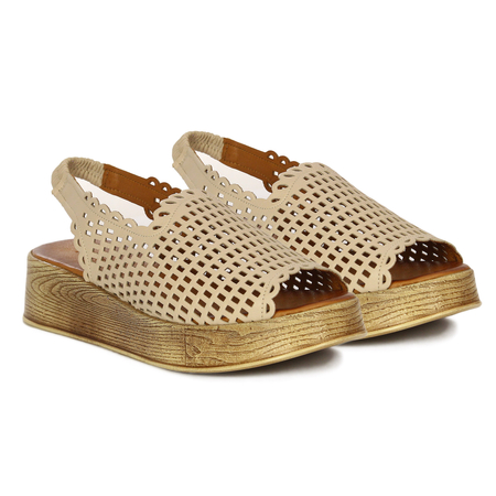 T.Sokolski Women's Leather Sandals Beige