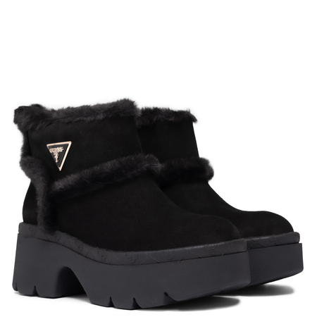 Guess Botki Damskie Na Platformie Botki Z Futrzanym Obszyciem Czarne FLFBRDESU10-BLK
