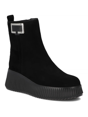 Filippo Suede Leather Women’s Platform Ankle Boots Black DBT6392-25-BK