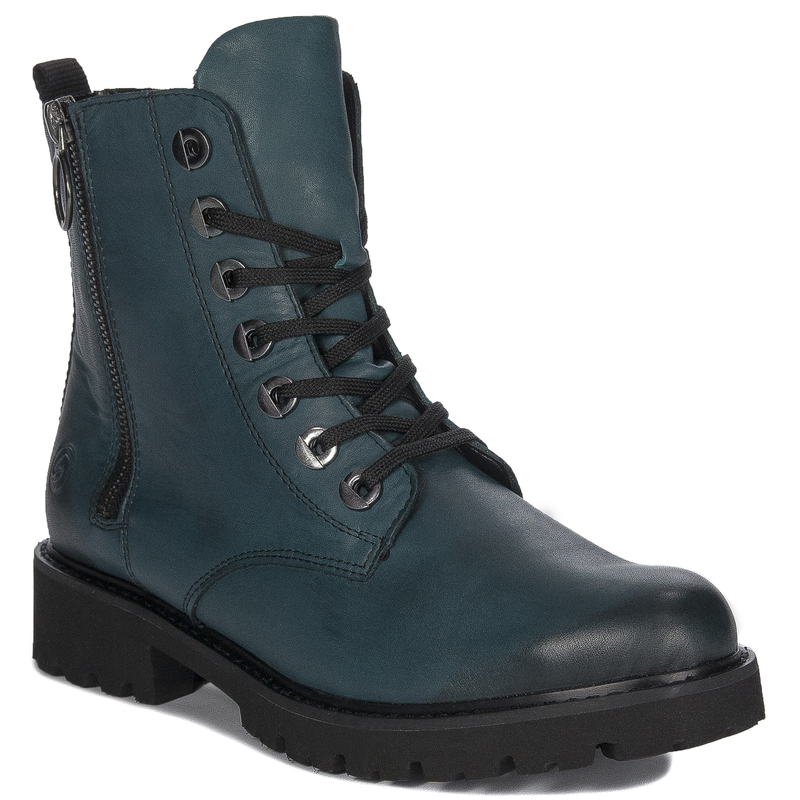 Remonte Women's Genuine Leather Warm Lace-Up Ankle Boots Navy Blue D8671-12