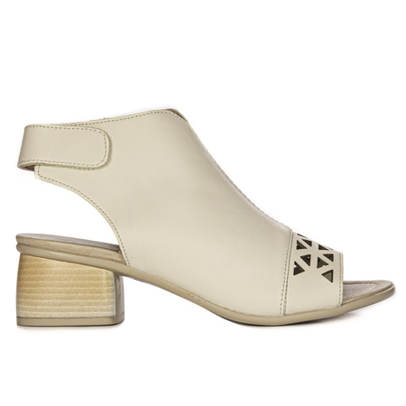 Remonte Women's Velcro Leather Beige Sandals