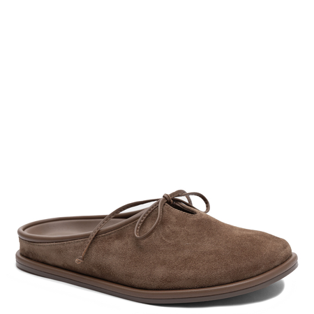 Maciejka Suede Leather Mules Open Heel Flat Brown K7514-14/00-1