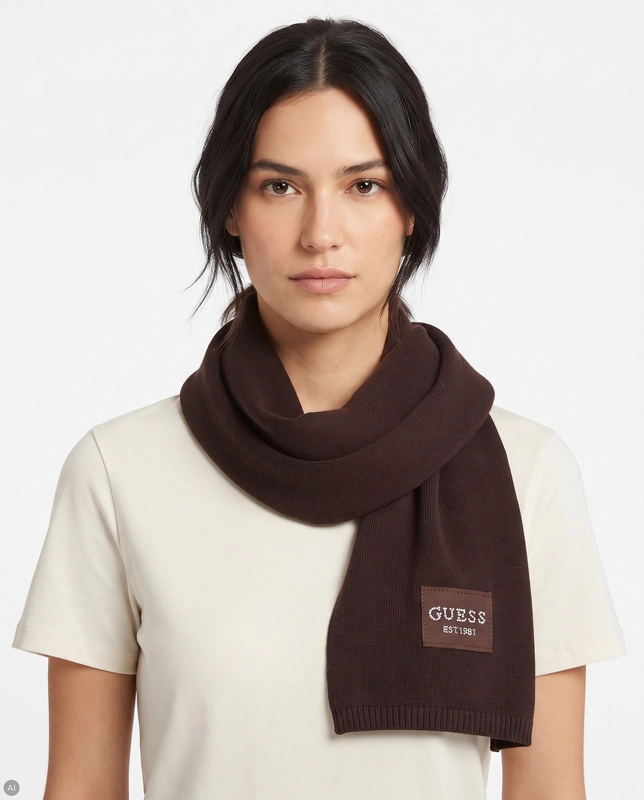 Guess Women Scarf With Logo And Rhinestones Brown AW5632VIS03-BTC