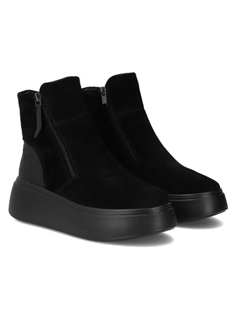 Filippo Leather Suede Platform Ankle Boots Insulated Black DBT7300-25-BK