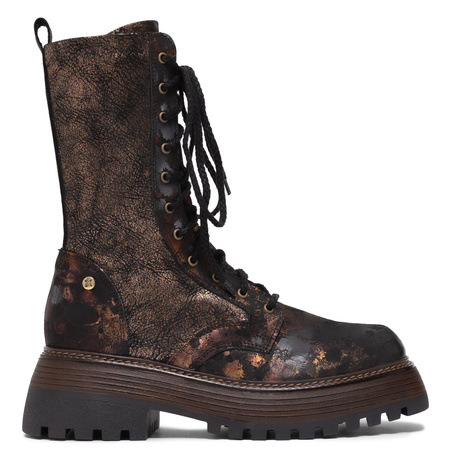 Maciejka Combat Leather Patina Boots Chunky Sole Brown-Gold 06203-32/00-8