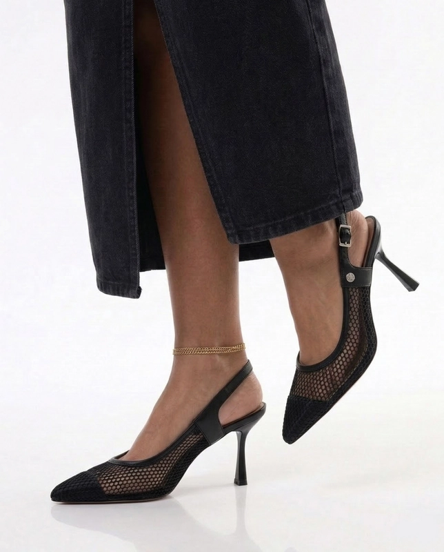Maciejka Slingback Pumps Mesh Pointed-Toe Black K7507-01/00-0