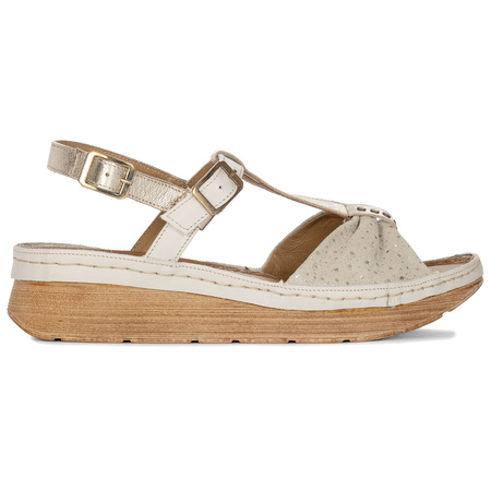 Maciejka Beige and Gold Sandals