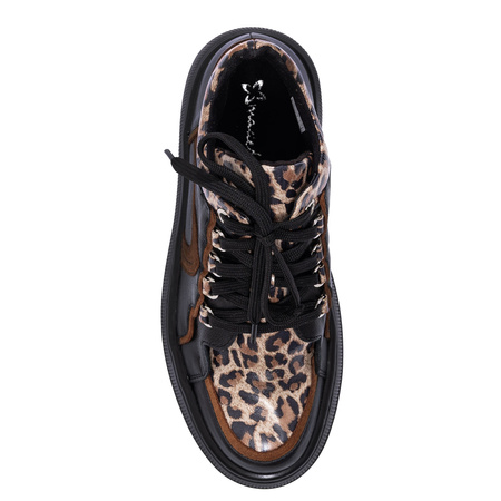 Maciejka Leather Platform Sneakers Animal Print Black 07078-01/00-8