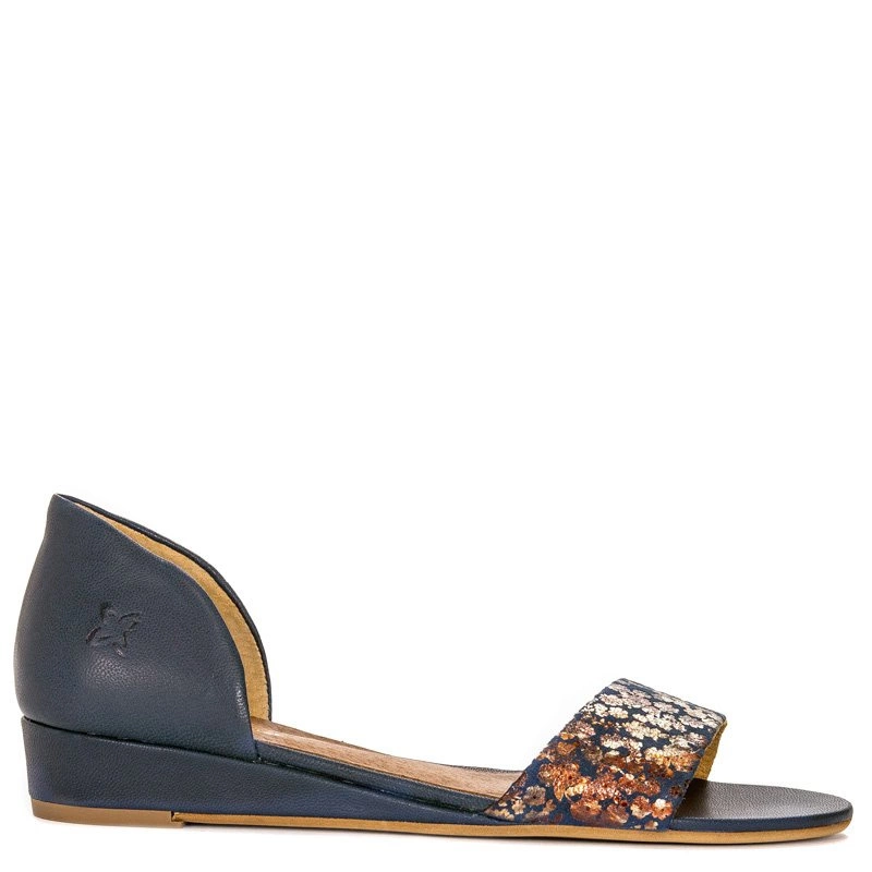 Maciejka Leather Closed-Heel Sandals On Wedge Navy-Multicolour 01971-50/00-5