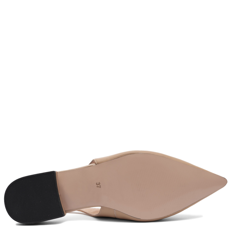 Maciejka Skórzane Slingback Czółenka na Płaskim Obcasie Beżowe K7449-04/00-1