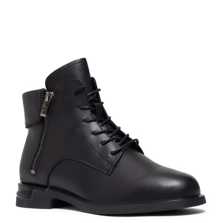 Sokolski Leather Lace-Up Ankle Boots Warm Lined Black HW-Z25-125-BLK