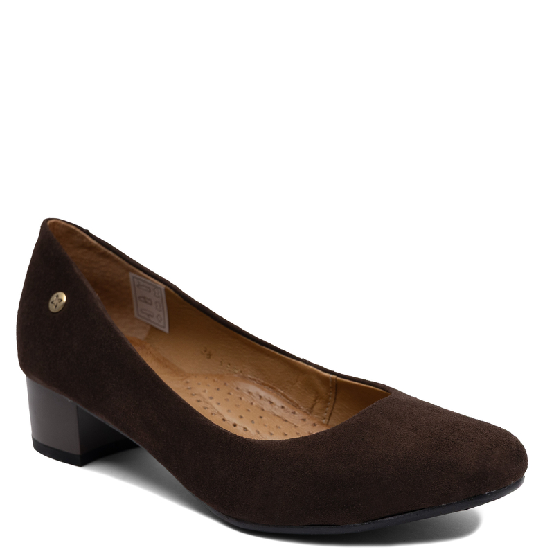 Maciejka Comfortable Suede Pumps Low Block Heel Brown 03330-02-00-1
