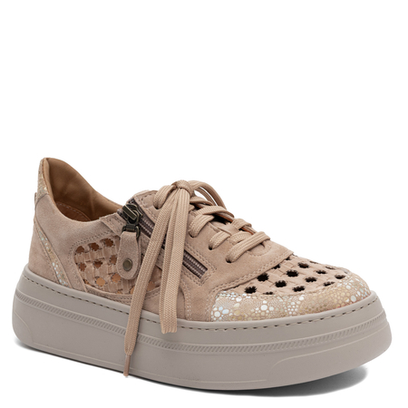 Maciejka Leather Perforated Sneakers Platform Beige 07317-04/00-1