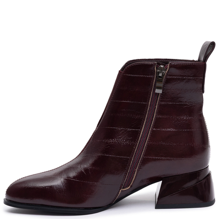 Maciejka Elegant Leather Ankle Boots Pointed Toe Geometric Heel Burgundy K7675-23/00-7