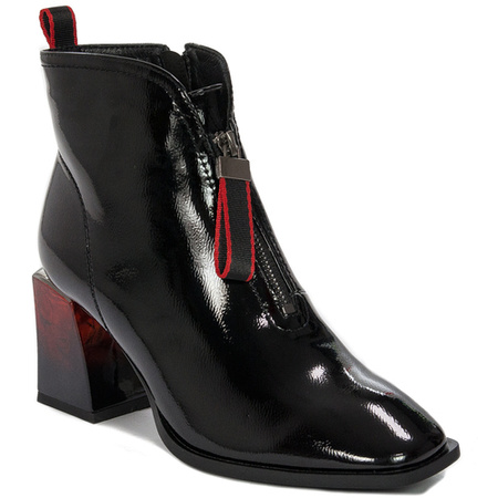 S.Barski Women's boots ankle boots black lacquered