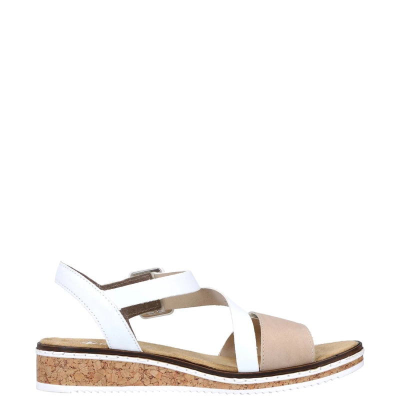 Rieker Women's White Beige Sandals 