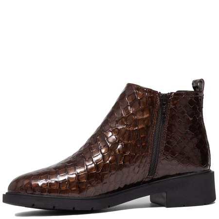 Maciejka Patent Leather Ankle Boots Flat Brown P7219-02/00-7