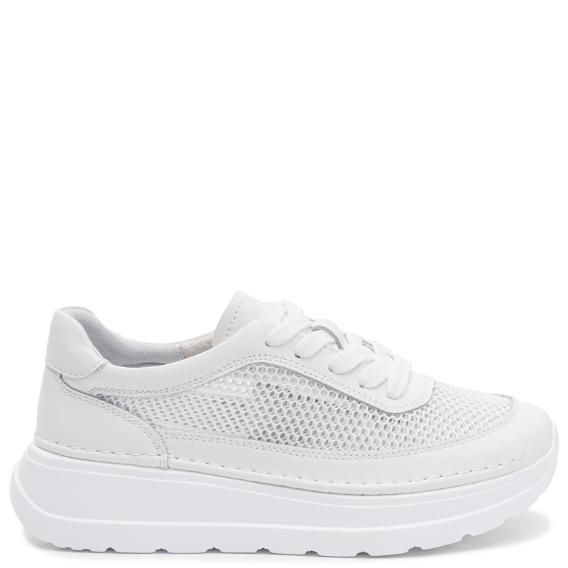 Sokolski Skórzane Sneakersy na Platformie Białe TS-W26-241-WHT