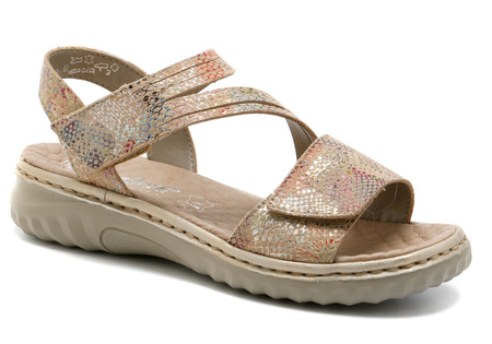 Rieker Sandały Damskie Na Rzep kolorowe