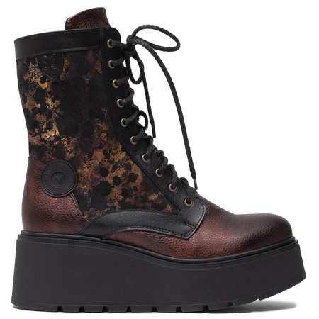 Maciejka Botki Damskie Skórzane Na Platformie Brązowe