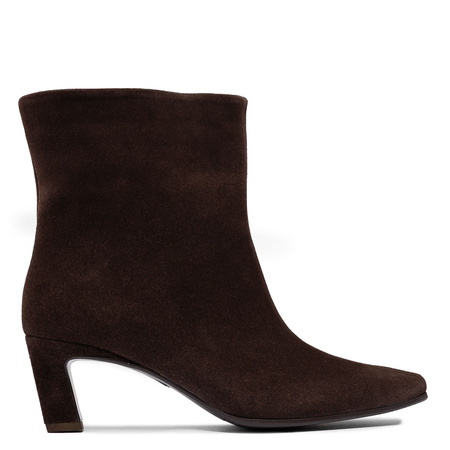 Boccato Botki Damskie Skórzane Welurowe Brązowe