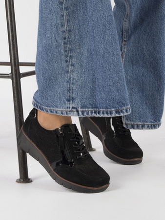 Filippo Półbuty damskie skórzane na platformie Black czarne